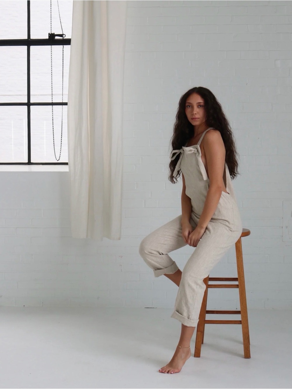 Kepola Design House | The London Overall | Oyster | Size M | Linen Jumpsuit